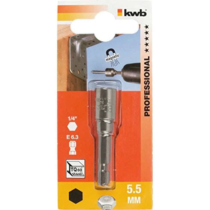 kwb Bit- und Steckschlüsselset Sechskant-Steckschlüssel, 5.5 mm, Chrom Vanadium-Stahl, 1/4 Sechskant, mit Dauermagnet, 50 mm Länge – Bild 2