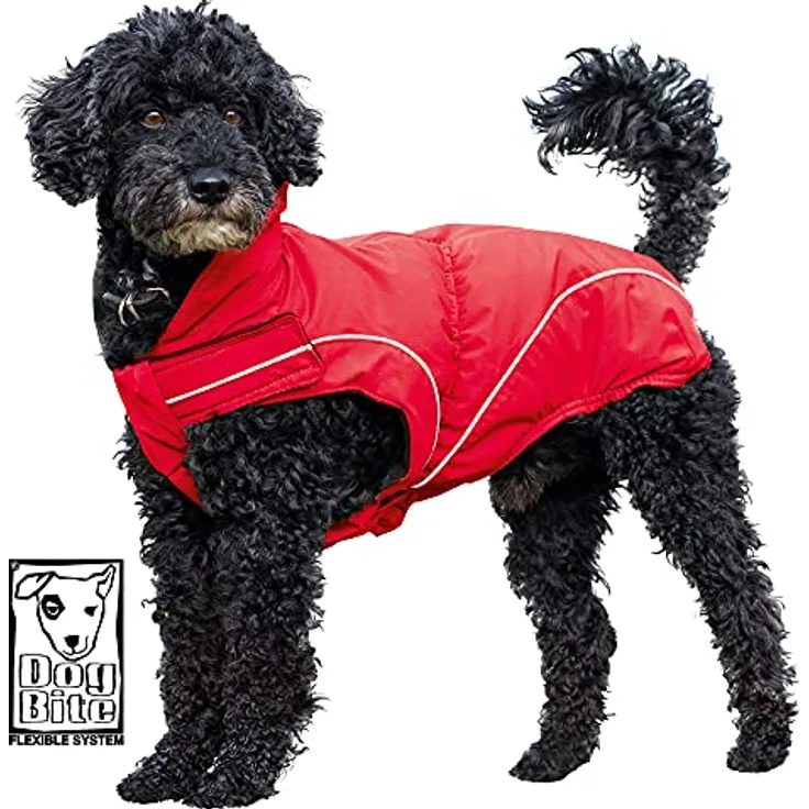 Dogbite Winterjacke 25 cm Farbe: rot Moderner, äußerst Warmer und wasserdichter Wintermantel mit optimaler Flexibler Passform und professioneller Ausstattung