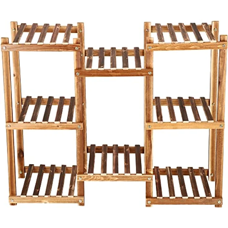 SPRINGOS Blumenständer Blumentreppe, 5 Ebenen Bambusholz Pflanzenständer für Balkon und Garten, braun – Bild 2