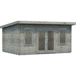 Palmako Gartenhaus Lisa, 44 mm Blockbohlen, 14,2 m², grau, mit Fußboden im Gartenhaus