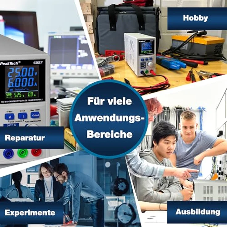 PeakTech P 6227 DC Labor Netzteil 0-60 V - 0-6 A mit farbiger LCD Anzeige, Labor Netzgerät inkl. 2x USB Port, Einstellbare Ausgangsspannung, Betriebsspannung 115-240 V AC- 50-60Hz - EN 61010-1 – Bild 6