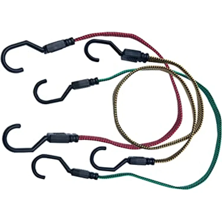 Connex Gepäckspanner-Set 6-teilig - 3 Längen: 500 mm, 600 mm und 800 mm - Stabile Haken aus Kunststoff - Dehnbar und reißfest - Farbig sortiert – Bild 1