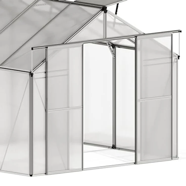 GFP Gewächshaus Orchidee 2 Alu-Rahmen 256 x 131 cm Polycarbonat Platten, Vielseitiges und geräumiges Treibhaus mit stabilem Alu-Rahmen, transparent – Bild 4