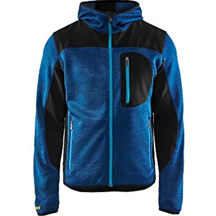 Blakläder Strick Softshell Arbeitsjacke 4930, Kapuzenjacke mit verstärkten Bereichen, schwarz, Größe L