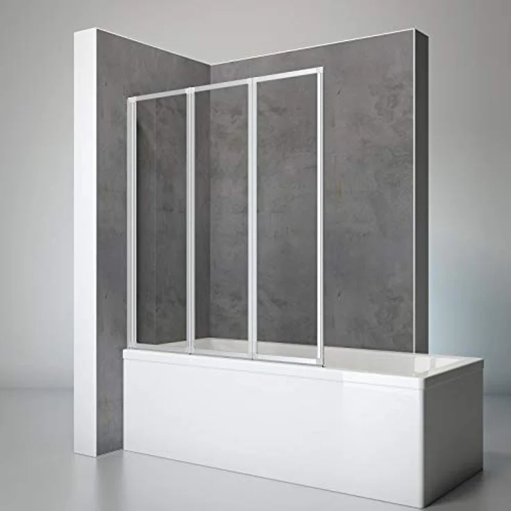 Schulte Badewannenfaltwand Well, 3 mm Sicherheitsglas, Falttür, BxH: 127 x 140 cm, Alu-Natur + ESG Klar Hell – Bild 2