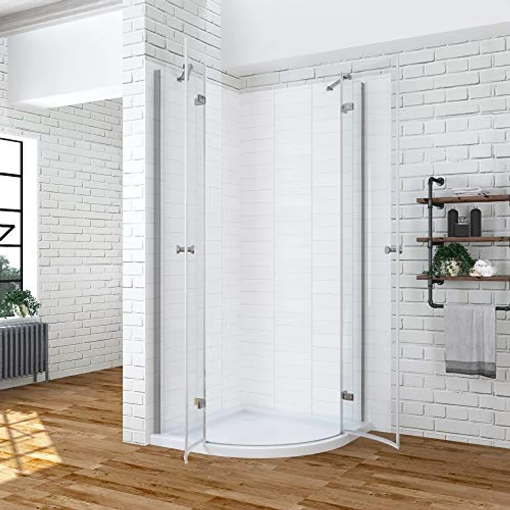 AQUABATOS Duschwand Viertelkreis 90x90 cm mit Schiebetür, Sicherheitsglas klar mit Lotus-Effekt, Höhe 195 cm – Bild 2