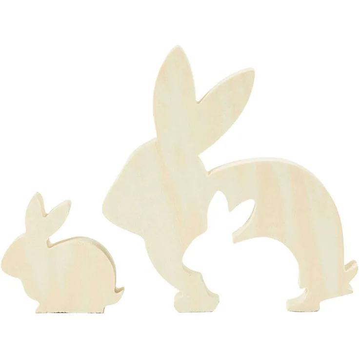 Osterdeko - Hasen, 2 in 1 Holzhasendeko (3,09 &euro; pro 1 Sets)