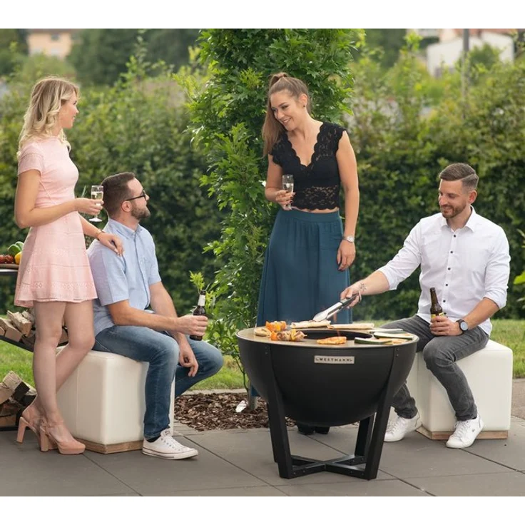 Westmann Premium Grill Feuerstelle inkl. Edelstahl Grillplatte schwarz 81x81x62 cm – Bild 2