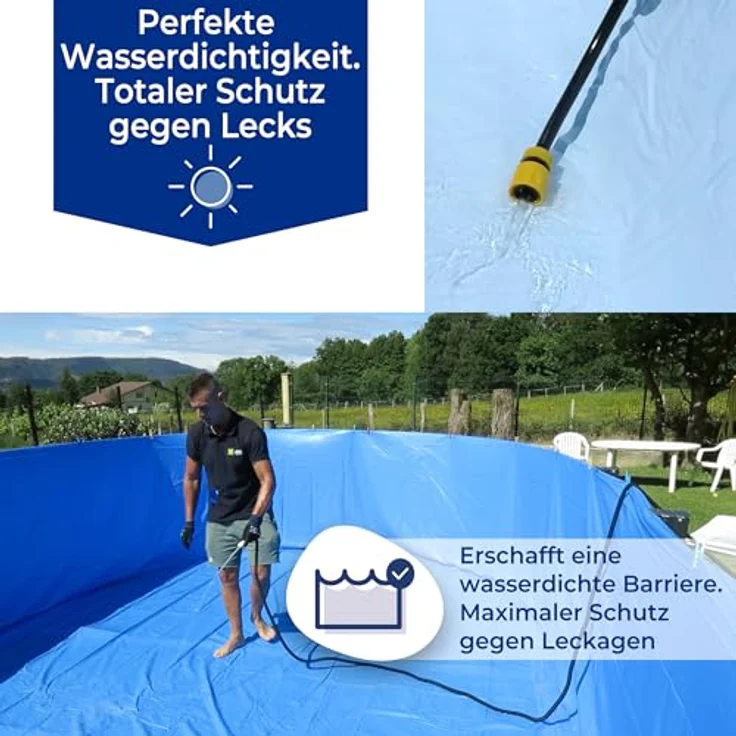 Gre Pools Runde Poolfolie, Ø4,60m x H: 1,20m, einfache Installation mit Überlappungssystem, UV-beständig, blau – Bild 2