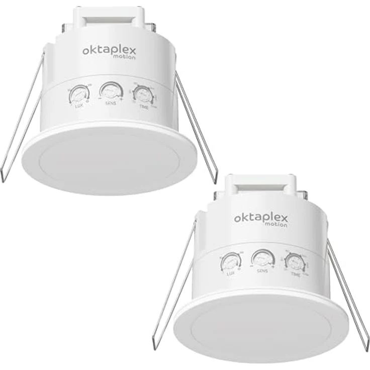 Oktaplex motion Noa Präsenzmelder Decke 360 Grad, 24GHz Radar, Unterputz, 6m Reichweite, IP65, flach, weiß, 2-Stück – Bild 1