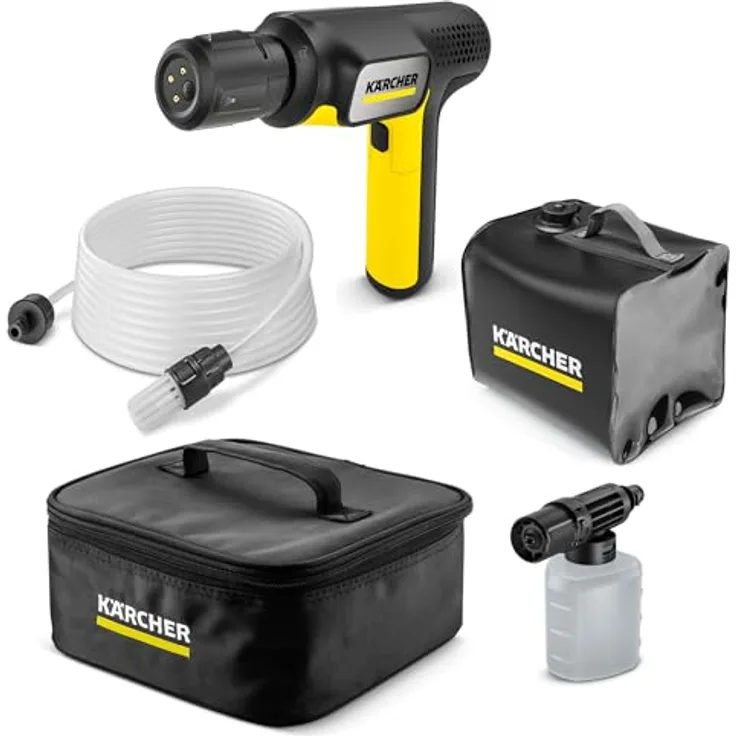 Kärcher OC Handheld Compact Adventure, Handheld Mitteldruckreiniger mit 12 L Wassertank und Lithium-Ionen-Akku, 5-Meter-Schlauch, 4-in-1 Multi Jet, USB-C Ladeanschluss