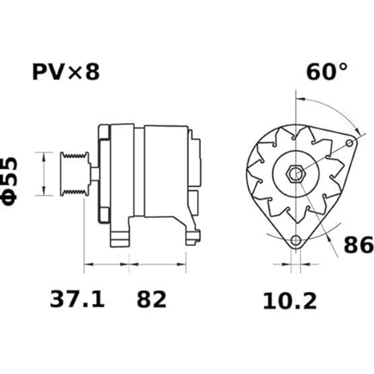 Mahle Lichtmaschine MG 223, Generator 14 V 120 A mit Keilrippensch. Ø 10,2 mm für CASE IH FARMALL – Bild 2
