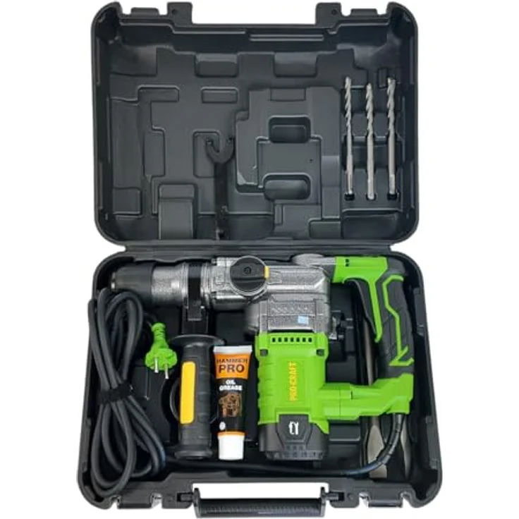 Procraft BH1300, kombinierter Bohr- und Meißelhammer mit 1050 W Leistung, SDS-Plus System, D-förmiger Handgriff und 3 Funktionen (Bohr- und Hammerbohren, Meißeln) – Bild 4