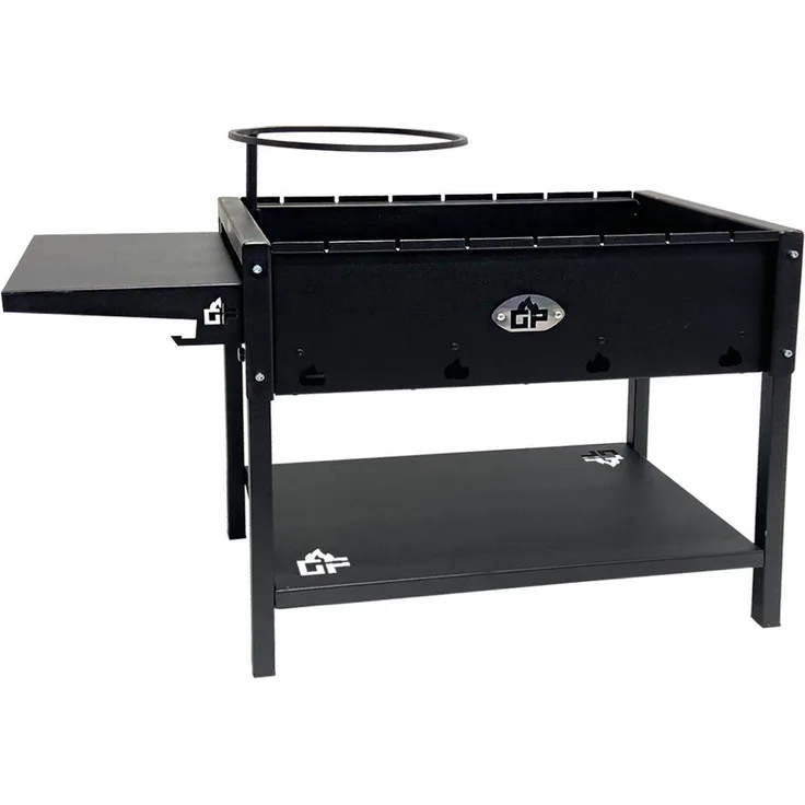 Grillpeter Mangal Batyr 60 Schaschlikgrill, 60cm, mit Ablage und Topfhalter, Stahl - Rot