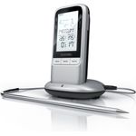 Arendo Grillthermometer Fleischthermometer, BBQ Steak Grill, Digital, Funk, Kabellos, Edelstahlsonde bis Max. 250°C, LCD-Display mit Hintergrundbeleuchtung