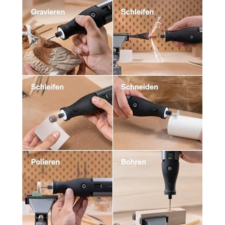 Xiaomi HOTO QWLDM002, Präzisions-Multifunktionsschleifer 12V Set mit 36 Zubehörteilen, 35.000 U/min, bürstenloser Motor, wiederaufladbare 3.000 mAh Batterie – Bild 3