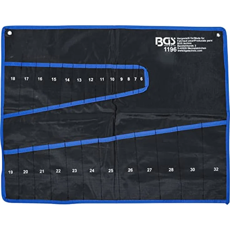 BGS TECHNIC Tetron-Leertasche für Art. 1196, Ersatztasche für 32 Maul-Ringschlüssel, 322 g, geeignet für SW 6-32 mm – Bild 1