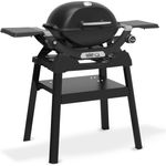 Weber Q1200N, Gasgrill mit Stand Schwarz, porzellanemaillierter Guss-Grillrost, frontale Fettauffangschale
