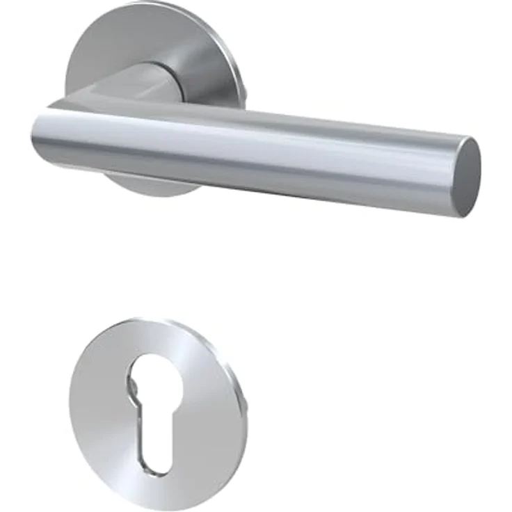 BASI | Drücker-Garnitur aus Edelstahl | Mit 3 mm Magnet Flachrosette | Für Zimmertüren Innentüren | Türstärken 25-65 mm – Bild 2