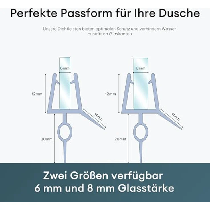 Mai & Mai Duschdichtung PVC H009 | Ersatzdichtung für Duschtüren & Duschkabinen, transparent, für 6mm Glasstärke, Länge: 60cm – Bild 2
