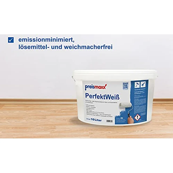 preismaxx Perfektweiß Wandfarbe weiß 10L hohe Deckkraft – Bild 6