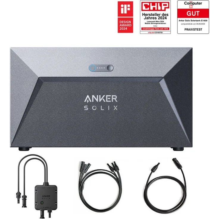 Anker Solaranlage Solix Solar Bank E1600, Speicher für Balkonkraftwerke, mit 1,6kWh Kapazität, LiFePO4, 15 Jahre Lebensdauer