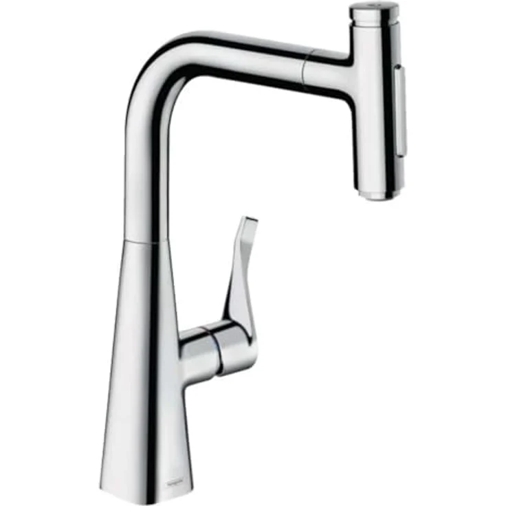 Hansgrohe Metris Select M71 Küchenmischer 240, 2jet mit Ausziehbrause, sBox, Chrom, schwenkbar, temperaturbegrenzbar – Bild 1