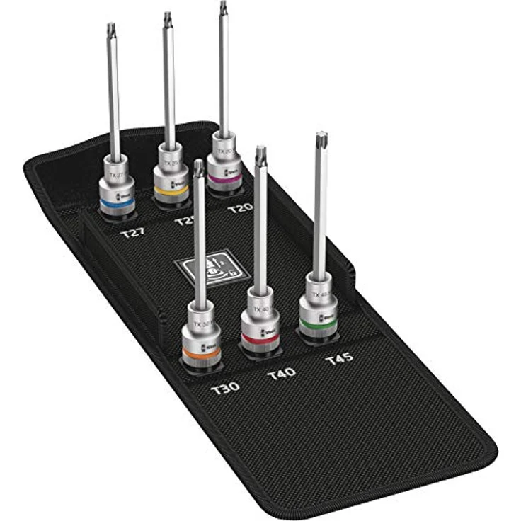 ELC Wera 8767 C TORX® HF 2 Zyklop Bitnuss-Satz mit Haltefunktion, 1/2", matt verchromt, 9 Einsätze für TORX®-Schrauben T20-T60 – Bild 1
