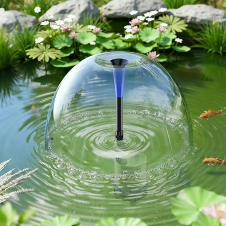 Wiltec Edelstahl Springbrunnenpumpe 50 W 1750 l/h, max. Fontänenhöhe 1,6 m, inkl. 3 Aufsätze, Aquariumpumpe in Edelstahl – Bild 3