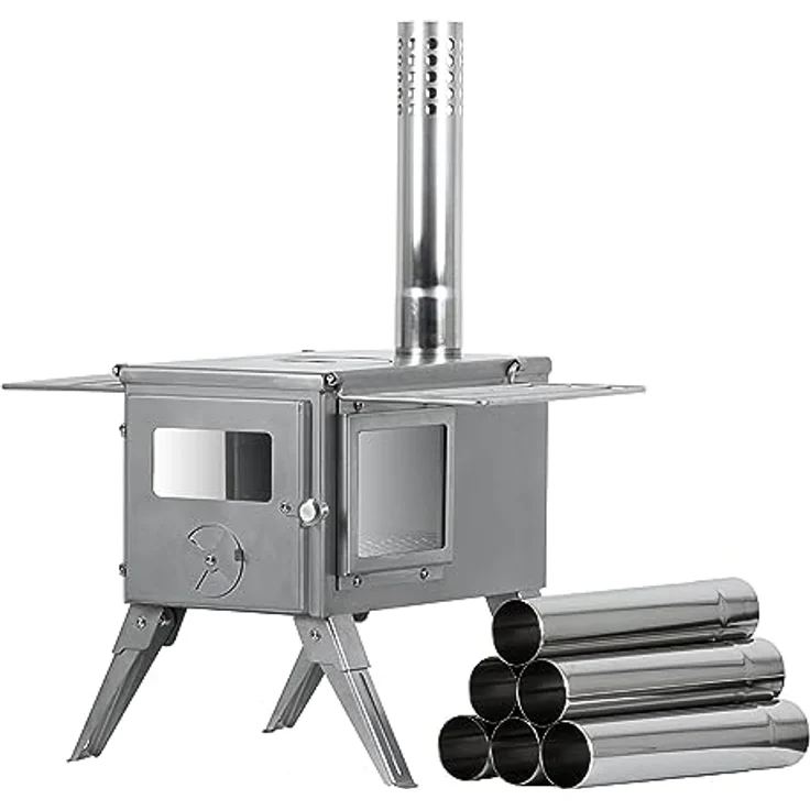 CampFeuer Feuerstelle Edelstahl Zeltofen, 51,5 x 42 x 216 cm, Zeltheizung Camping – Bild 2