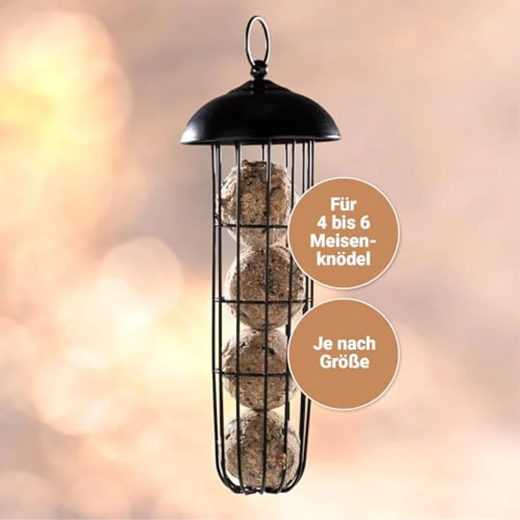 CULT at home Meisenknödelhalter Vogelfutterspender XL, 3er Set aus Metall, schwarz, für bis zu 4 Meisenknödel, Höhe 29 cm, abnehmbares Dach – Bild 5