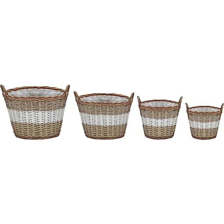 vidaXL 4X Hochbeet Rattan Weide Pflanztopf Pflanzkübel Weidenkorb Blumentopf – Bild 2