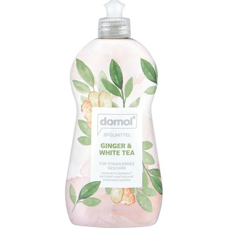Domol Ginger & White Tea Geschirrspülmittel, 500 ml mit hoher Fettlösekraft für strahlende Sauberkeit