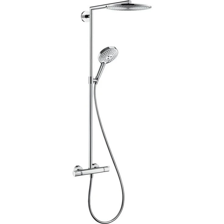 hansgrohe Duschsystem Raindance S Showerpipe 300 1jet mit Thermostat - Chrom, höhenverstellbar, schwenkbar, sicherheitssperre bei 40°C - Preisvergleich – Bild 1