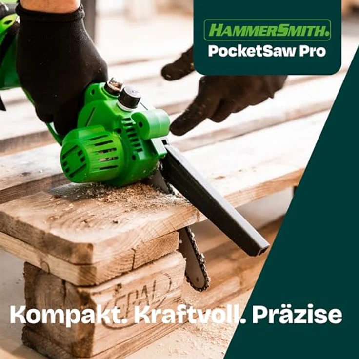 Hammersmith PocketSaw Pro, Akku-Mini-Kettensäge mit 20V Lithium-Ionen-Akku, kompakt und kabellos, präzise Schnitte bis 15 cm – Bild 4
