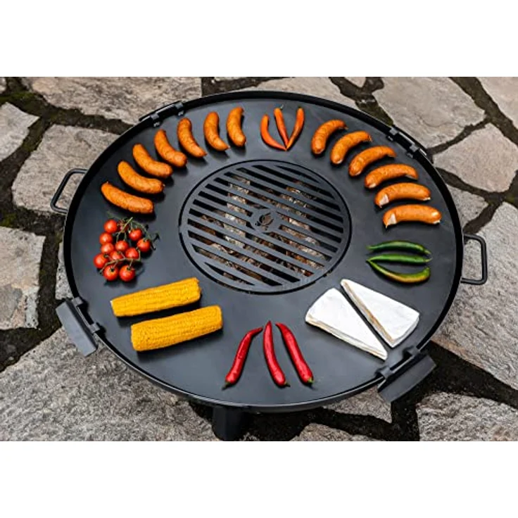 Rostfreie Grillplatte für Feuerschale 82 cm mit Rost 40 cm Grillrost – Bild 2