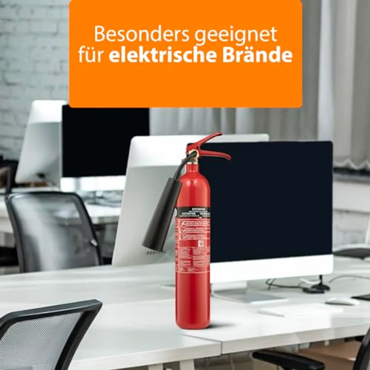 Smartwares Kohlendioxid-CO2-Feuerlöscher (2 kg, Brandklasse 34B, Inklusive Montagehalterung, CB2) – Bild 5