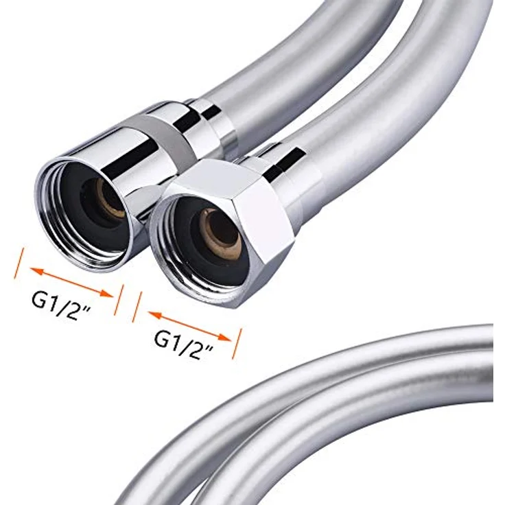 GRIFEMA COMPLENTOS-G852 | Brauseschlauch, Korrosionsschutz und Verdrehsicher mit Anti-Knickschutz IN PVC-Optik (150 cm) | Extrem flexibel Duschschlauch,Silber – Bild 3