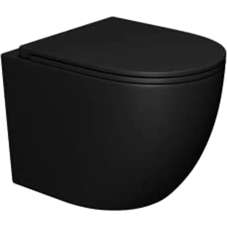 doporro Hänge-Toilette A179 schwarz matt inkl. Soft-Close spülrandloses-Toilette Hänge-WC aus Keramik