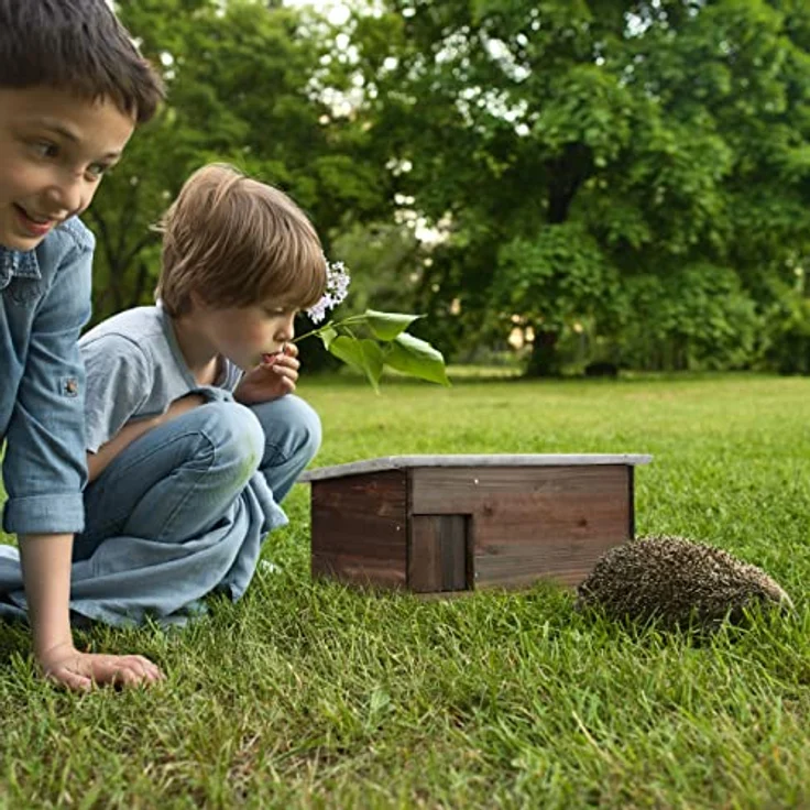 Relaxdays Igelhaus, Igelbau mit Boden, Rattenklappe & Labyrintheingang, Holz, Igelhütte, HxBxT: 20 x 45,5 x 33 cm, braun - Preisvergleich – Bild 3