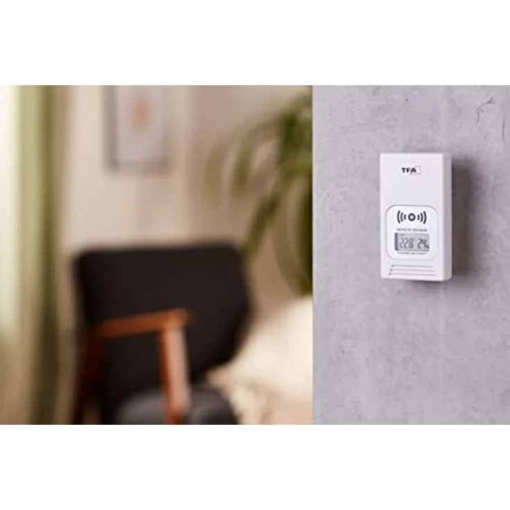 TFA Dostmann Temperatursender mit Display, kabelloser Außensender für Funk-Wetterstationen, weiß – Bild 2
