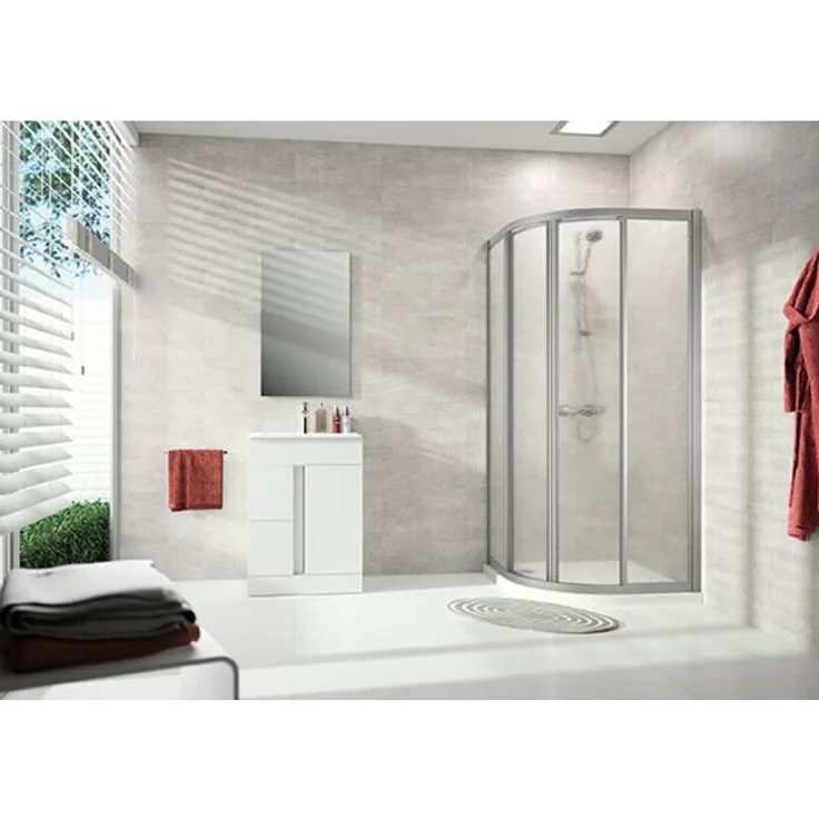 Hüppe Alpha 2, Duschkabine mit Gleittür, 1/4-Kreis, 900x900x1900mm, vollgerahmt, Aluminiumprofile, 25mm verstellbar, klarglas, Radius 550mm
