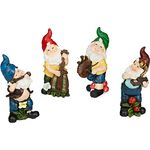 Relaxdays Gartenzwerge 4er Set, Musiker, wetterfest, Miniatur Figuren, frostsicher, Deko Wichtel, außen, Polyresin, bunt