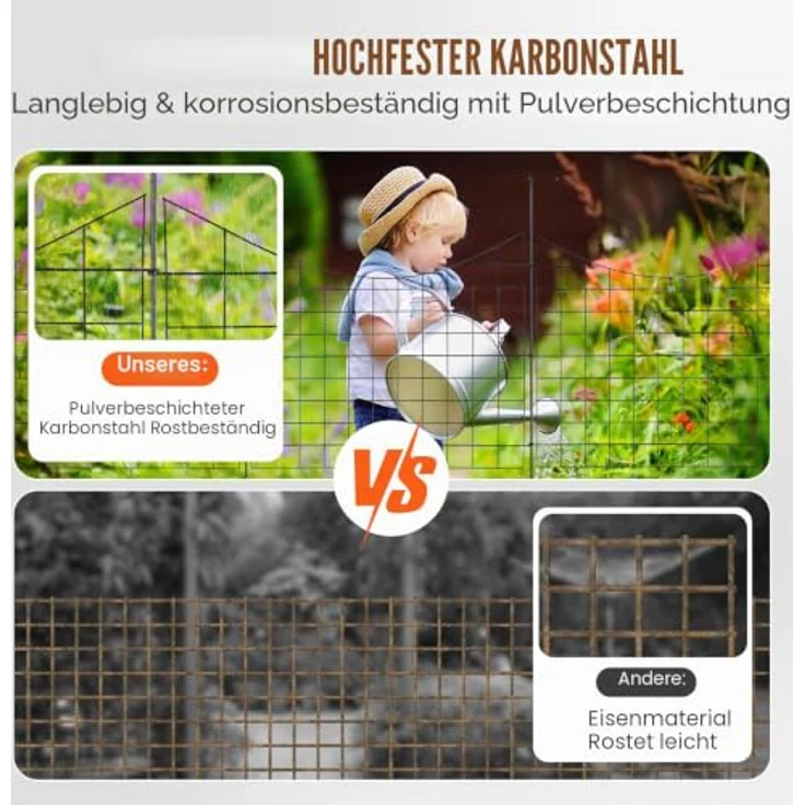VEVOR 5er-Set Dekorativer Gartenzaun, 75x93cm Metallzaun aus Kohlenstoffstahl, Schwarz, inkl. Befestigungsmaterial, langlebig und einfach zu installieren – Bild 5