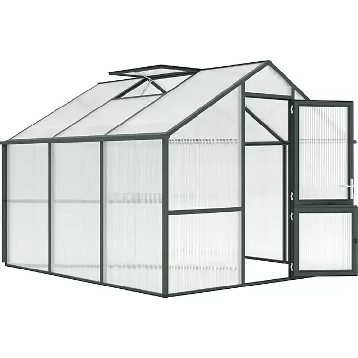 KGT Gewächshaus Nelke III, 297 x 323 cm, Kunststoffwände 16 mm, Tannengrün, mit automatischem Fensterheber und optimaler Belüftung