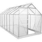 Zelsius Aluminium Gewächshaus SET, 380 x 190 cm, inkl. Fundament, winterfest und UV-beständig, 6.00 mm Wandstärke, silber