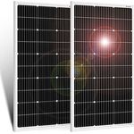 DOKIO Solarpanel 100W 2PC (200W) 18V Monokristallin(Hohe Leistung) Für 12V Kfz Batterie, AGM, Gelbatterie ideal für Wohnmobil, Camping, Gartenhaus
