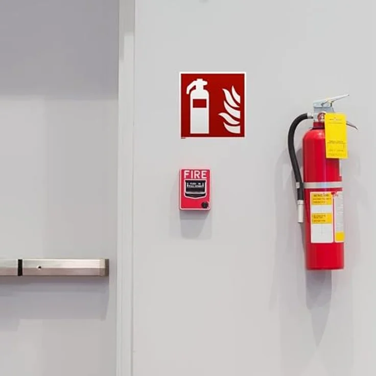Marahrens Feuerlöscher Schild 150 x 150 mm, Aluminium langnachleuchtend, Brandschutzzeichen F001, DIN 67510, für Innen- und Außeneinsatz – Bild 5