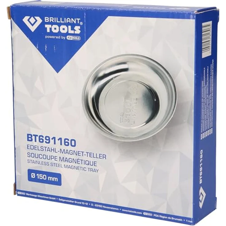 KS TOOLS Edelstahl-Magnet-Teller, Ø 15 cm mit extra starkem Magneten für Werkstatt und Hobbykeller – Bild 5