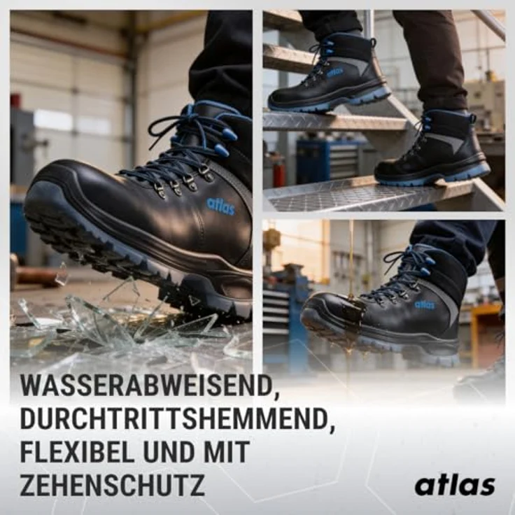 ATLAS Sicherheitsstiefel SL 845 XP ESD S3 SRC, waterproofes Glattleder, metallfreie Durchtritthemmung, schwarz/royal blau, Gr. 49 W.10 – Bild 5